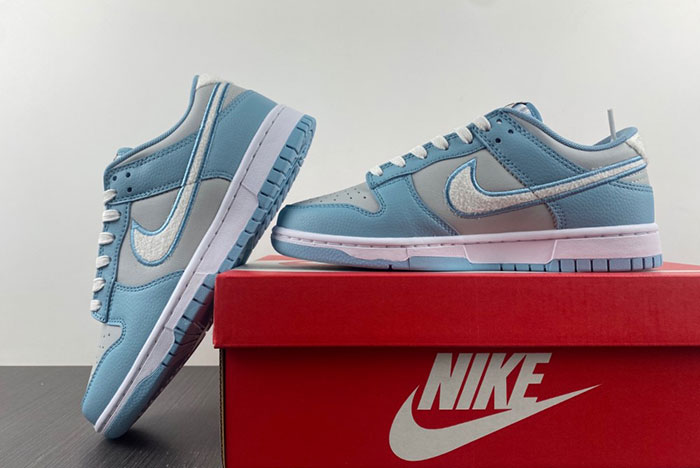 NIKE DUNK LOW RETRO  Fleece Swoosh Worn Blue FB1871-011