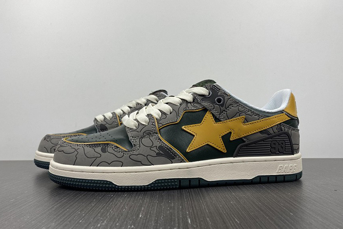 A Bathing Ape Bape SK8 Sta Grey Mustard Yellow